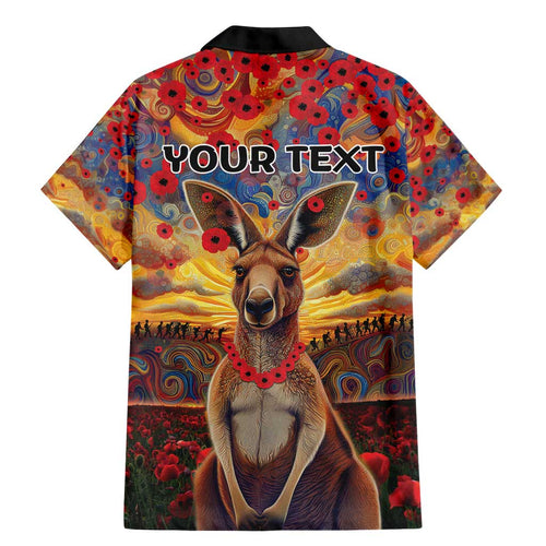 Kangaroo ANZAC Personalised Family Matching Mermaid Dress and Hawaiian Shirt Poppy Flowers Aboriginal Dot Painting