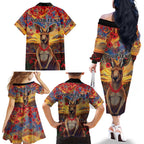 Kangaroo ANZAC Personalised Family Matching Off The Shoulder Long Sleeve Dress and Hawaiian Shirt Poppy Flowers Aboriginal Dot Painting