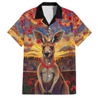 Kangaroo ANZAC Personalised Family Matching Off The Shoulder Long Sleeve Dress and Hawaiian Shirt Poppy Flowers Aboriginal Dot Painting