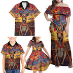 Kangaroo ANZAC Personalised Family Matching Off Shoulder Maxi Dress and Hawaiian Shirt Poppy Flowers Aboriginal Dot Painting