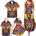 Kangaroo ANZAC Personalised Family Matching Summer Maxi Dress and Hawaiian Shirt Poppy Flowers Aboriginal Dot Painting