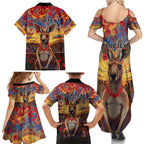 Kangaroo ANZAC Personalised Family Matching Summer Maxi Dress and Hawaiian Shirt Poppy Flowers Aboriginal Dot Painting