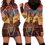 Kangaroo ANZAC Personalised Hoodie Dress Poppy Flowers Aboriginal Dot Painting