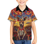 Kangaroo ANZAC Personalised Kid Hawaiian Shirt Poppy Flowers Aboriginal Dot Painting