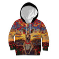 Kangaroo ANZAC Personalised Kid Hoodie Poppy Flowers Aboriginal Dot Painting