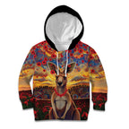 Kangaroo ANZAC Personalised Kid Hoodie Poppy Flowers Aboriginal Dot Painting