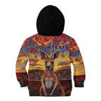 Kangaroo ANZAC Personalised Kid Hoodie Poppy Flowers Aboriginal Dot Painting