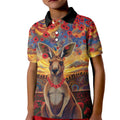 Kangaroo ANZAC Personalised Kid Polo Shirt Poppy Flowers Aboriginal Dot Painting