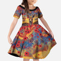Kangaroo ANZAC Personalised Kid Short Sleeve Dress Poppy Flowers Aboriginal Dot Painting