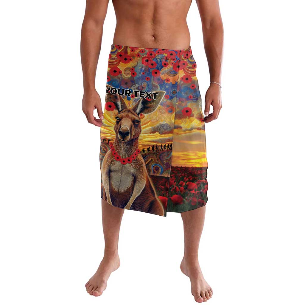 Kangaroo ANZAC Personalised Lavalava Poppy Flowers Aboriginal Dot Painting