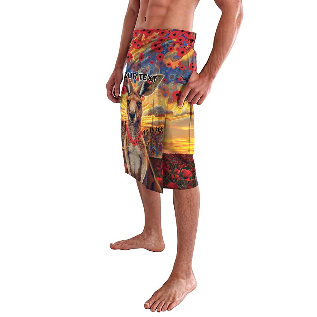 Kangaroo ANZAC Personalised Lavalava Poppy Flowers Aboriginal Dot Painting