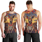 Kangaroo ANZAC Personalised Men Tank Top Poppy Flowers Aboriginal Dot Painting