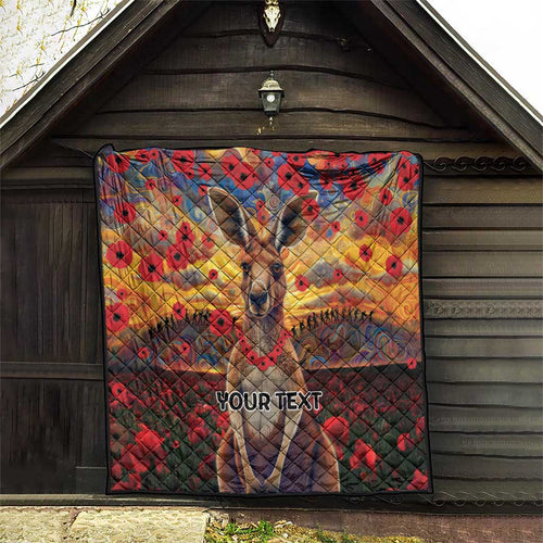 Kangaroo ANZAC Personalised Quilt Poppy Flowers Aboriginal Dot Painting