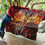 Kangaroo ANZAC Personalised Quilt Poppy Flowers Aboriginal Dot Painting