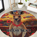Kangaroo ANZAC Personalised Round Carpet Poppy Flowers Aboriginal Dot Painting