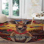 Kangaroo ANZAC Personalised Round Carpet Poppy Flowers Aboriginal Dot Painting