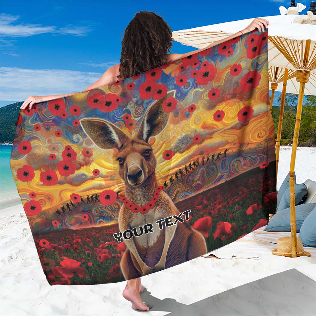 Kangaroo ANZAC Personalised Sarong Poppy Flowers Aboriginal Dot Painting