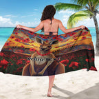 Kangaroo ANZAC Personalised Sarong Poppy Flowers Aboriginal Dot Painting