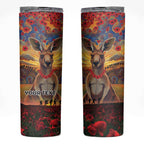 Kangaroo ANZAC Personalised Skinny Tumbler Poppy Flowers Aboriginal Dot Painting