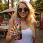 Kangaroo ANZAC Personalised Skinny Tumbler Poppy Flowers Aboriginal Dot Painting