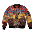 Kangaroo ANZAC Personalised Sleeve Zip Bomber Jacket Poppy Flowers Aboriginal Dot Painting