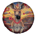 Kangaroo ANZAC Personalised Spare Tire Cover Poppy Flowers Aboriginal Dot Painting