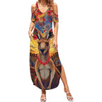 Kangaroo ANZAC Personalised Summer Maxi Dress Poppy Flowers Aboriginal Dot Painting