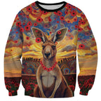 Kangaroo ANZAC Personalised Sweatshirt Poppy Flowers Aboriginal Dot Painting