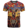 Kangaroo ANZAC Personalised T Shirt Poppy Flowers Aboriginal Dot Painting