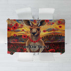 Kangaroo ANZAC Personalised Tablecloth Poppy Flowers Aboriginal Dot Painting
