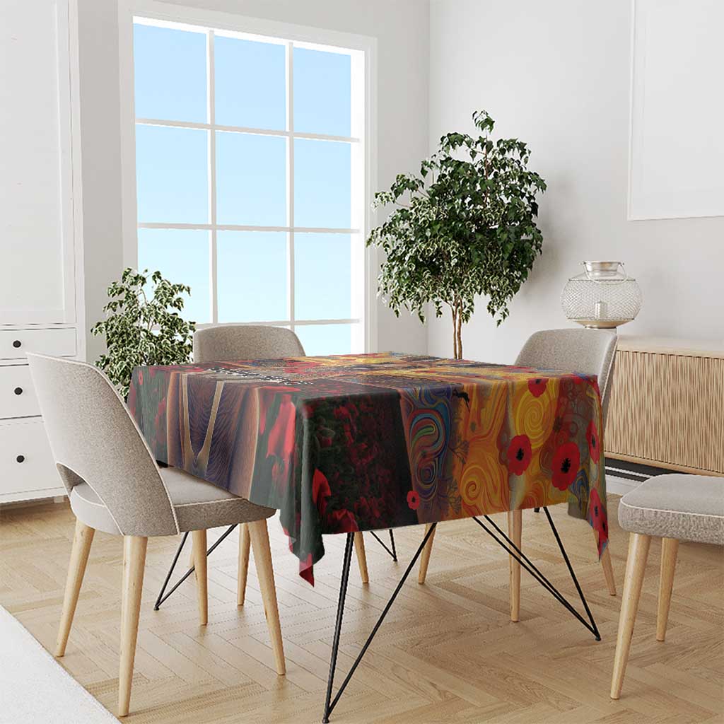 Kangaroo ANZAC Personalised Tablecloth Poppy Flowers Aboriginal Dot Painting