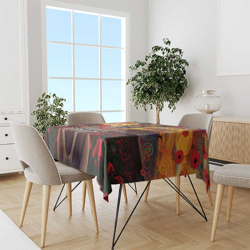 Kangaroo ANZAC Personalised Tablecloth Poppy Flowers Aboriginal Dot Painting
