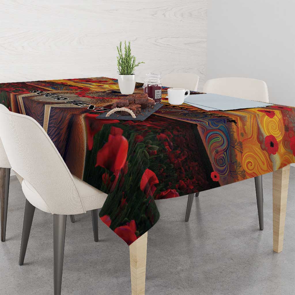 Kangaroo ANZAC Personalised Tablecloth Poppy Flowers Aboriginal Dot Painting