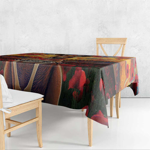 Kangaroo ANZAC Personalised Tablecloth Poppy Flowers Aboriginal Dot Painting