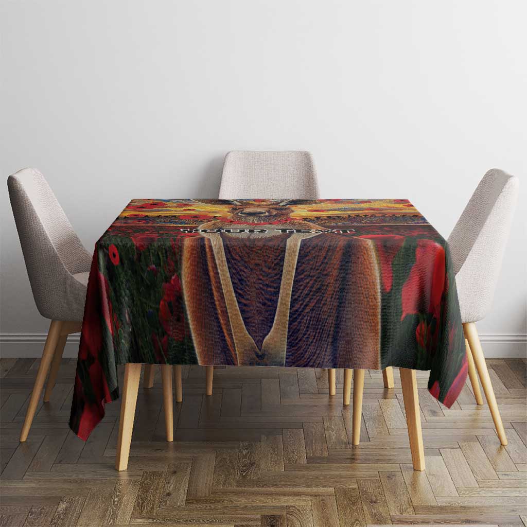 Kangaroo ANZAC Personalised Tablecloth Poppy Flowers Aboriginal Dot Painting
