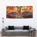Kangaroo ANZAC Personalised Tapestry Poppy Flowers Aboriginal Dot Painting