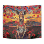 Kangaroo ANZAC Personalised Tapestry Poppy Flowers Aboriginal Dot Painting