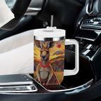 Kangaroo ANZAC Personalised Tumbler With Handle Poppy Flowers Aboriginal Dot Painting