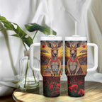 Kangaroo ANZAC Personalised Tumbler With Handle Poppy Flowers Aboriginal Dot Painting
