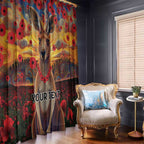 Kangaroo ANZAC Personalised Window Curtain Poppy Flowers Aboriginal Dot Painting