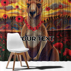 Kangaroo ANZAC Personalised Window Curtain Poppy Flowers Aboriginal Dot Painting