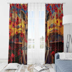 Kangaroo ANZAC Personalised Window Curtain Poppy Flowers Aboriginal Dot Painting
