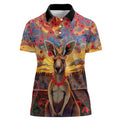 Kangaroo ANZAC Personalised Women Polo Shirt Poppy Flowers Aboriginal Dot Painting