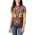 Kangaroo ANZAC Personalised Women Polo Shirt Poppy Flowers Aboriginal Dot Painting