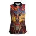 Kangaroo ANZAC Personalised Women Sleeveless Polo Shirt Poppy Flowers Aboriginal Dot Painting