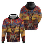Kangaroo ANZAC Personalised Zip Hoodie Poppy Flowers Aboriginal Dot Painting