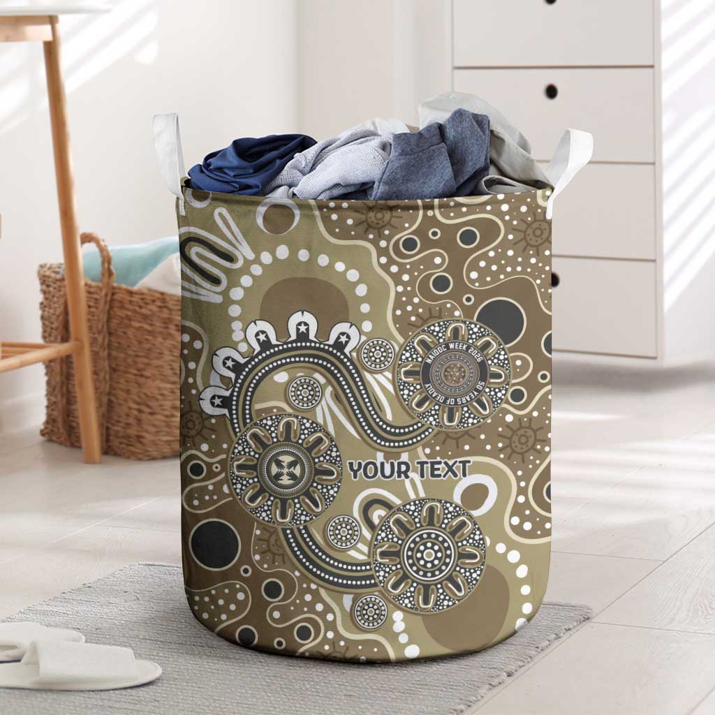 Personalised NAIDOC Week 50 Years Deadly Always Laundry Basket Brown Aboriginal Artwork Dot Painting