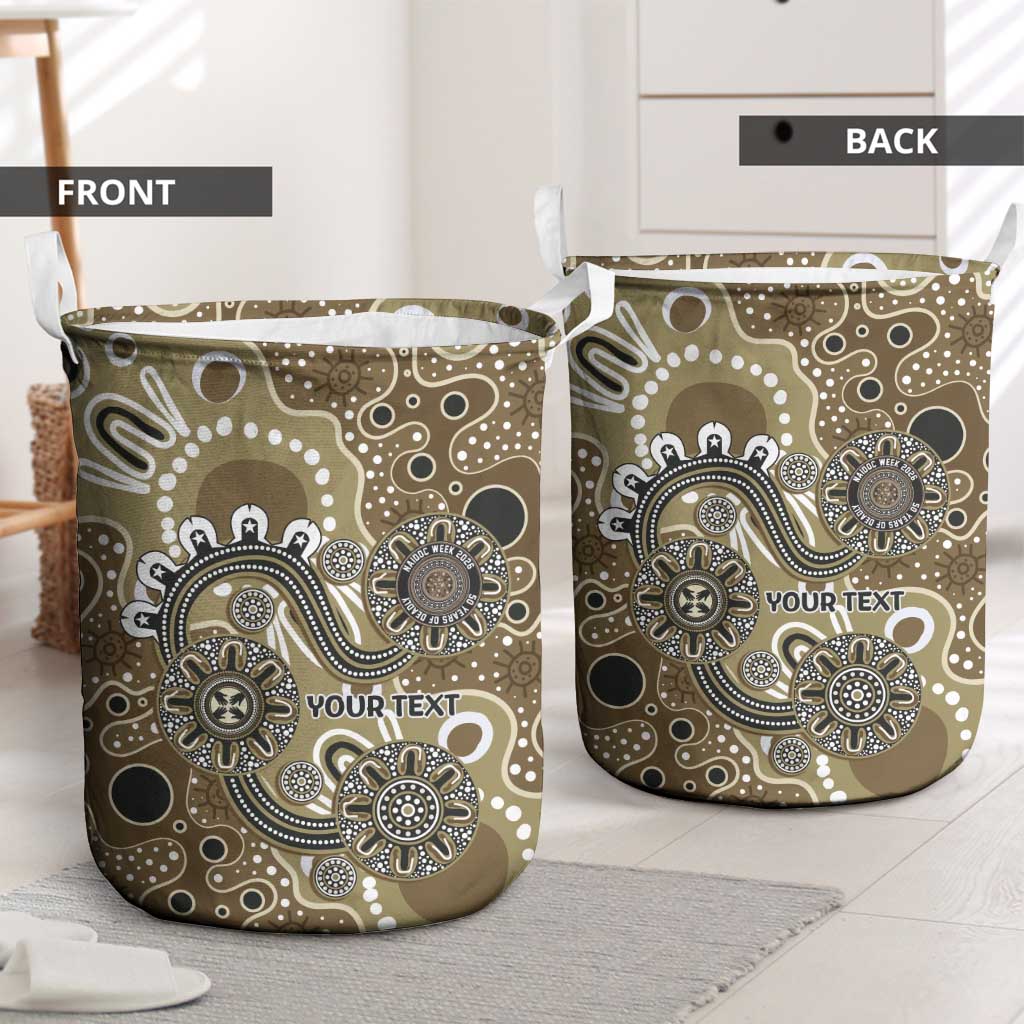 Personalised NAIDOC Week 50 Years Deadly Always Laundry Basket Brown Aboriginal Artwork Dot Painting