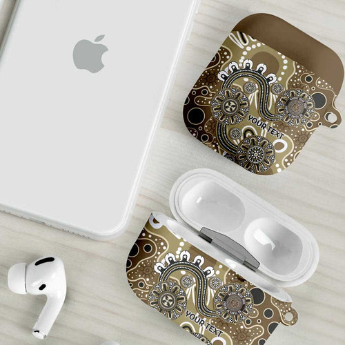 Personalised NAIDOC Week 50 Years Deadly Always AirPods Case Brown Aboriginal Artwork Dot Painting