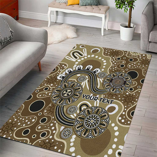 Personalised NAIDOC Week 50 Years Deadly Always Area Rug Brown Aboriginal Artwork Dot Painting